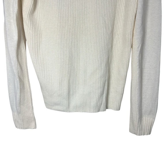 Theory Womens XL Ivory V-Neck Sweater Wool Angora Cashmere Blend Minimalist - Picture 5 of 11